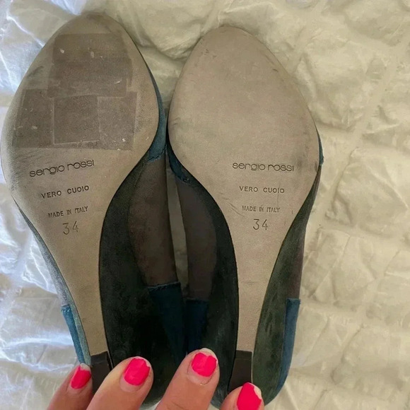 Sergio Rossi color block suede leather wedge shoes - Picture 8 of 10